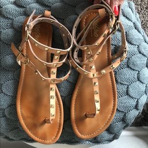 Studded Nude Gladiator Sandals